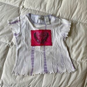 Girls White/Purple Tee Pink beaded  from design Graphic Tee